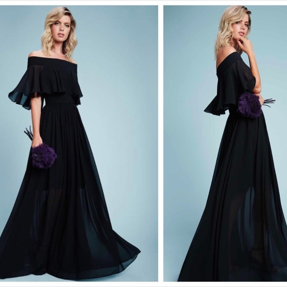 off shoulder chiffon gown